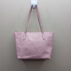 Coach Crossgrain Leather Zip Top Shoulder City Tote Bag 4454 Every Day Pink